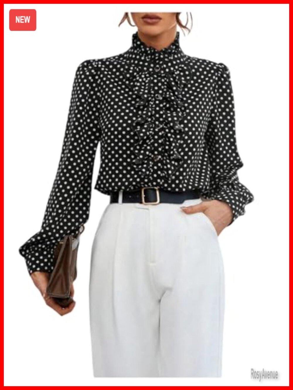 Floerns Long Sleeve Ruffle Button Down Blouse for Work Office Business Casual